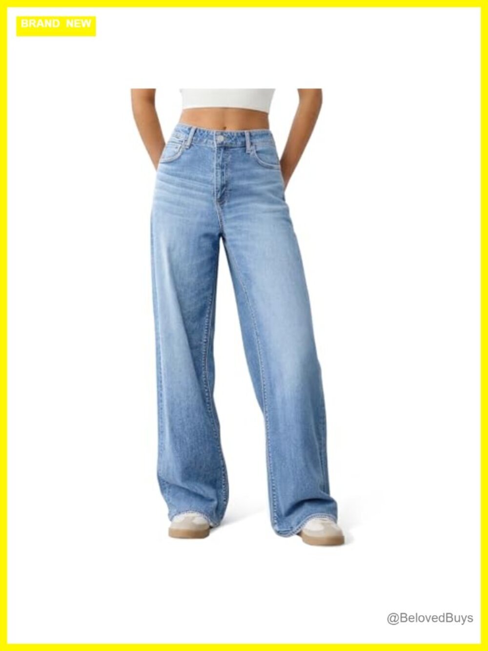 High Waisted Baggy Wide Leg Jeans Stretchy Casual Denim Pants